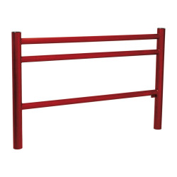 Barrière Trio Procity, pommeau Inox brossé, L1572 x 1000 mm - Acier peint/zinc - Scellement direct - Rouge pourpre