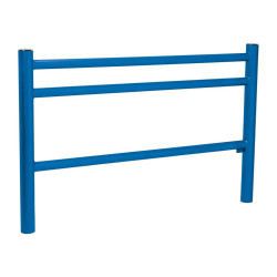 Barrière Trio Procity, pommeau Inox brossé, L1572 x 1000 mm - Acier peint/zinc - Scellement direct - Bleu gentiane