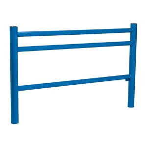 Barrière Trio Procity, pommeau Inox brossé, L1572 x 1000 mm - Acier peint/zinc - Scellement direct - Bleu gentiane