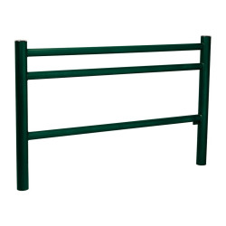 Barrière Trio Procity, pommeau Inox brossé, L1572 x 1000 mm - Acier peint/zinc - Scellement direct - Vert mousse