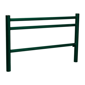 Barrière Trio Procity, pommeau Inox brossé, L1572 x 1000 mm - Acier peint/zinc - Scellement direct - Vert mousse