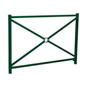 Barrière Orléans Procity, cadre simple croix, L1470 x 1026 mm - Acier peint/zinc - Scellement direct - Vert mousse