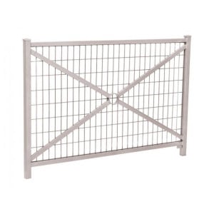 Barrière Orléans Procity, cadre grillagé, L1470 x 1026 mm - Acier peint/zinc - Scellement direct - Gris soie
