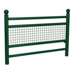 Barrière Linea Procity, pommeau Boule, L1572 x 1000 mm - Acier peint/zinc - Scellement direct - Vert mousse