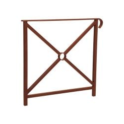 Barrière main courante Héritage Procity, cadre simple croix, simple crosse, L800 x 1000 mm - Scellement direct - Aspect Corten
