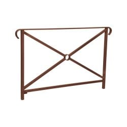 Barrière main courante Héritage Procity, cadre simple croix, double crosse, L1500 x 1000 mm - Scellement direct - Aspect Corten