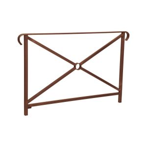 Barrière main courante Héritage Procity, cadre simple croix, double crosse, L1500 x 1000 mm - Scellement direct - Aspect Corten