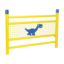 Barrière « spéciale école » Linéa Procity, Bicolore avec Dino - Scellement direct - Jaune signalisation/Bleu gentiane