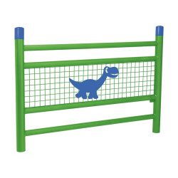 Barrière « spéciale école » Linéa Procity, Bicolore avec Dino - Scellement direct - Vert jaune/Bleu gentiane