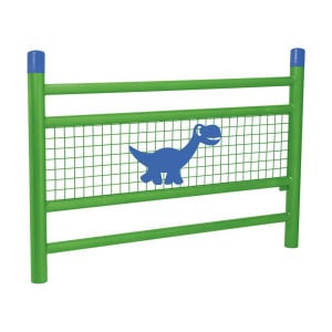 Barrière « spéciale école » Linéa Procity, Bicolore avec Dino - Scellement direct - Vert jaune/Bleu gentiane