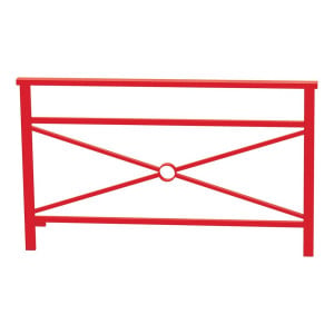 Barrière main courante Venise Procity, cadre simple croix, L 1500 x 900 mm - Scellement direct - Rouge signalisation