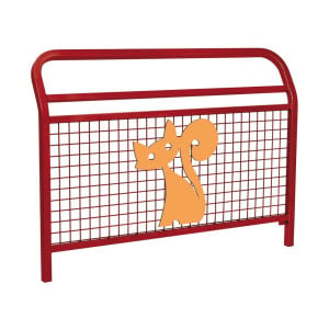 Barrière "Spéciale Ecole" Conviviale" Procity, animation Chat, L 1500 x 1100 mm - Scellement direct - Rouge pourpre