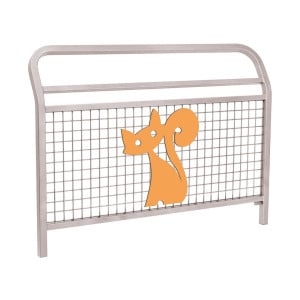 Barrière "Spéciale Ecole" Conviviale" Procity, animation Chat, L 1500 x 1100 mm - Scellement direct - Gris soie