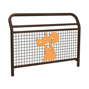 Barrière "Spéciale Ecole" Conviviale" Procity, animation Chat, L 1500 x 1100 mm - Scellement direct - Brun chocolat