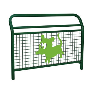 Barrière "Spéciale Ecole" Conviviale" Procity, animation Chien, L 1500 x 1100 mm - Scellement direct - Vert mousse