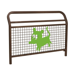 Barrière "Spéciale Ecole" Conviviale" Procity, animation Chien, L 1500 x 1100 mm - Scellement direct - Brun chocolat