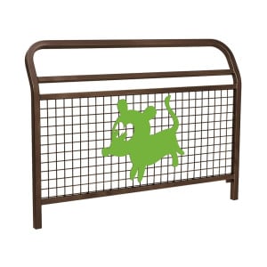 Barrière "Spéciale Ecole" Conviviale" Procity, animation Chien, L 1500 x 1100 mm - Scellement direct - Brun chocolat