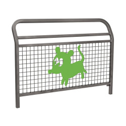 Barrière "Spéciale Ecole" Conviviale" Procity, animation Chien, L 1500 x 1100 mm - Scellement direct - Gris Procity