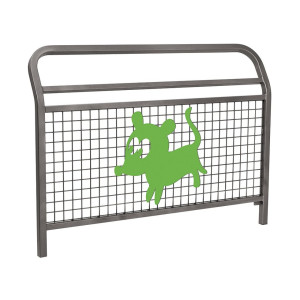 Barrière "Spéciale Ecole" Conviviale" Procity, animation Chien, L 1500 x 1100 mm - Scellement direct - Gris Procity