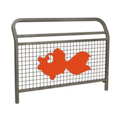 Barrière "Spéciale Ecole" Conviviale" Procity, animation Poisson, L 1500 x 1100 mm - Scellement direct - Gris Procity