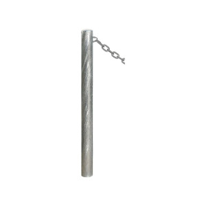 Potelet Carrefour Procity, galva à chaînes, Ø 76 mm, 1 anneau, haut. hors sol 1100 mm