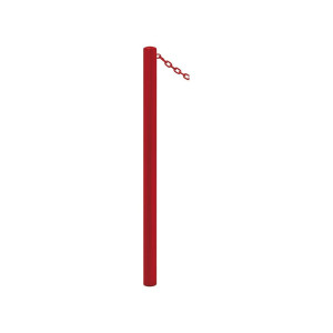 Potelet Carrefour Procity, peint/zinc à chaînes, Ø 60 mm, 1 anneau, haut. hors sol 1100 mm - Rouge pourpre
