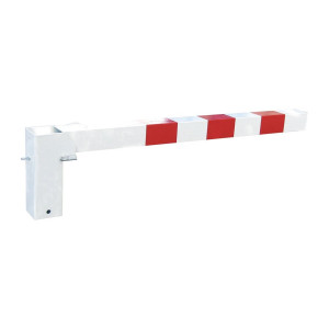 Potelet « Pompier » Procity rabattable, peint/galva, 70 x 70 mm, garde sol 96 mm - Blanc pur + 3 bandes réfléchissantes rouges