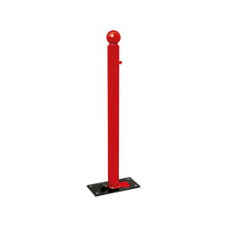 Potelet Province rabattable Solibloc Boule Procity, Ø 76 mm, garde au sol 105 mm, clé triangle 14 - Rouge signalisation