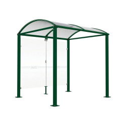 Abri vélos Voûte "M" Procity, initial avec bardages de fond en verre - Pieds fixes/platines - Vert mousse