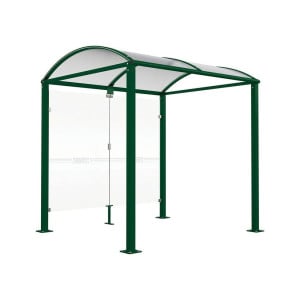 Abri vélos Voûte "M" Procity, initial avec bardages de fond en verre - Pieds fixes/platines - Vert mousse