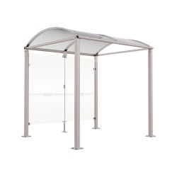 Abri vélos Voûte "M" Procity, initial avec bardages de fond en verre - Pieds fixes/platines - Gris soie