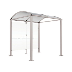 Abri vélos Voûte "M" Procity, initial avec bardages de fond en verre - Pieds fixes/platines - Gris soie
