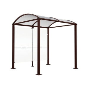 Abri vélos Voûte "M" Procity, initial avec bardages de fond en verre - Pieds fixes/platines - Brun chocolat