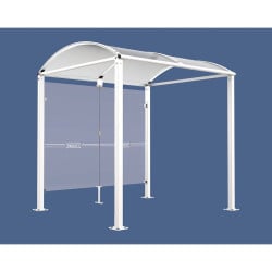 Abri vélos Voûte "M" Procity, initial avec bardages de fond en verre - Pieds fixes/platines - Blanc pur
