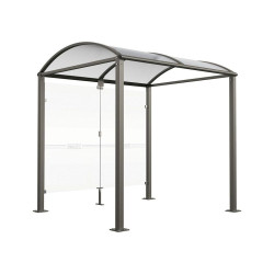 Abri vélos Voûte "M" Procity, initial avec bardages de fond en verre - Pieds fixes/platines - Gris Procity