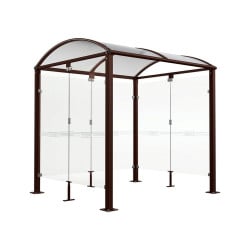 Abri vélos Voûte "M" Procity, initial + bardages fond + latéraux en verre - Pieds fixes/platines - Brun chocolat