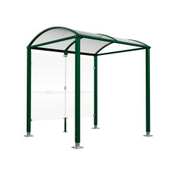 Abri vélos Voûte "M" Procity, initial avec bardages de fond en verre - Pieds réglables/platines - Vert mousse