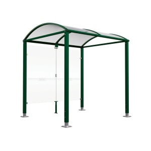 Abri vélos Voûte "M" Procity, initial avec bardages de fond en verre - Pieds réglables/platines - Vert mousse