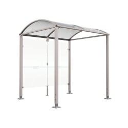 Abri vélos Voûte "M" Procity, initial avec bardages de fond en verre - Pieds réglables/platines - Gris soie