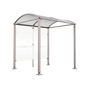 Abri vélos Voûte "M" Procity, initial avec bardages de fond en verre - Pieds réglables/platines - Gris soie