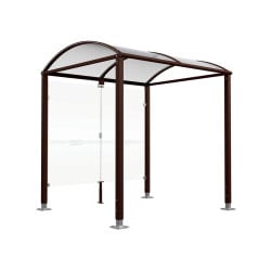 Abri vélos Voûte "M" Procity, initial avec bardages de fond en verre - Pieds réglables/platines - Brun chocolat