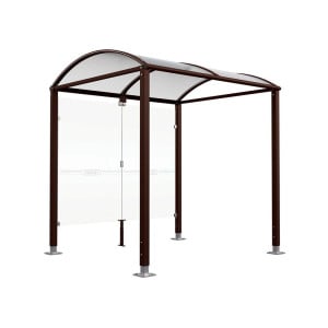Abri vélos Voûte "M" Procity, initial avec bardages de fond en verre - Pieds réglables/platines - Brun chocolat