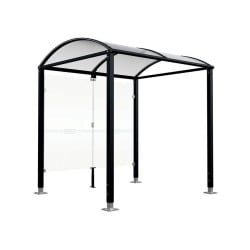Abri vélos Voûte "M" Procity, initial avec bardages de fond en verre - Pieds réglables/platines - Noir foncé