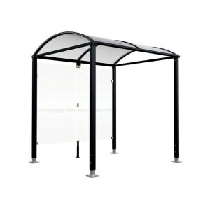 Abri vélos Voûte "M" Procity, initial avec bardages de fond en verre - Pieds réglables/platines - Noir foncé