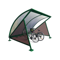 Abri vélos demi-lune Procity, initial avec bardage latéraux et range vélos (6 places) - Fixation/platines - Vert mousse