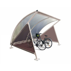Abri vélos demi-lune Procity, initial avec bardage latéraux et range vélos (6 places) - Fixation/platines - Gris soie