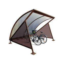Abri vélos demi-lune Procity, initial avec bardage latéraux et range vélos (6 places) - Fixation/platines- Brun chocolat