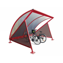 Abri vélos demi-lune Procity, initial avec bardage latéraux sans range vélos - Fixation sur platines - Rouge pourpre