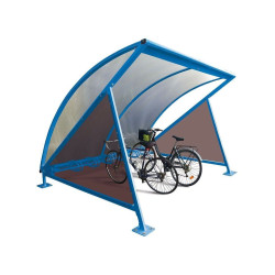 Abri vélos demi-lune Procity, initial avec bardage latéraux sans range vélos - Fixation sur platines - Bleu gentiane
