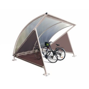 Abri vélos demi-lune Procity, initial avec bardage latéraux sans range vélos - Fixation sur platines - Gris soie